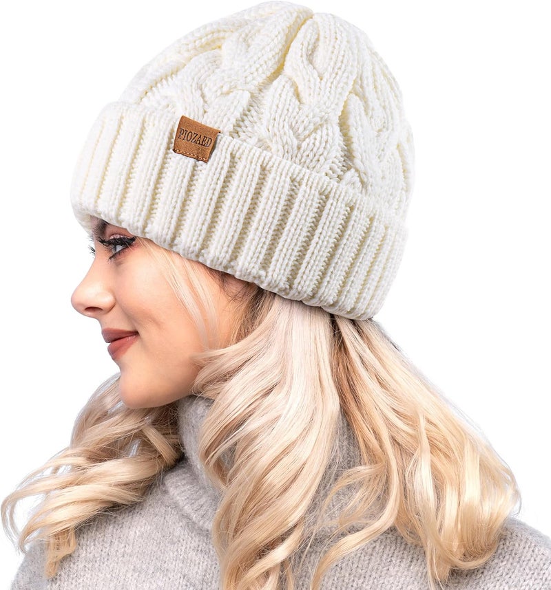 PIOZAED Womens Winter Knitted Beanie Hat Knit Warm Skull Cap Skull Cap Beanie for Women 2 Packs - Image 2